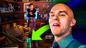Lex Luthor Superman 2025 movie office, arrow pointing to Mr Handsome picture