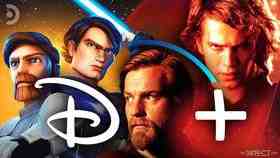 Animated Obi-Wan Kenobi and Anakin Skywalker alongside Ewan McGregor and Hayden Christensen