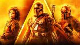 The Book of Boba Fett logo, Pedro Pascal as The Mandalorian, the Armorer, Peli Motto