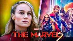 The Marvels logo, Captain Marvel, Thor Love and Thunder