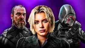 Red Guardian, Yelena Belova, and Ghost against purple background