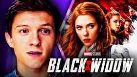 Tom Holland as Spider-Man, Scarlett Johansson as Black Widow