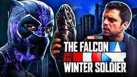 Black Panther next to Sebestian Stan as Bucky Barnes in The Falcon and the Winter Soldier