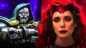 Doctor Doom and Elizabeth Olsen as Scarlet Witch.
