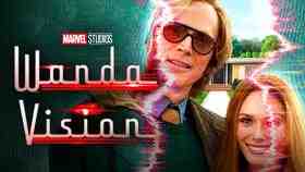 WandaVision logo, Paul Bettany as Vision, Elizabeth Olsen as Wanda