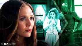 Elizabeth Olsen on left, with Wanda and Vision on right