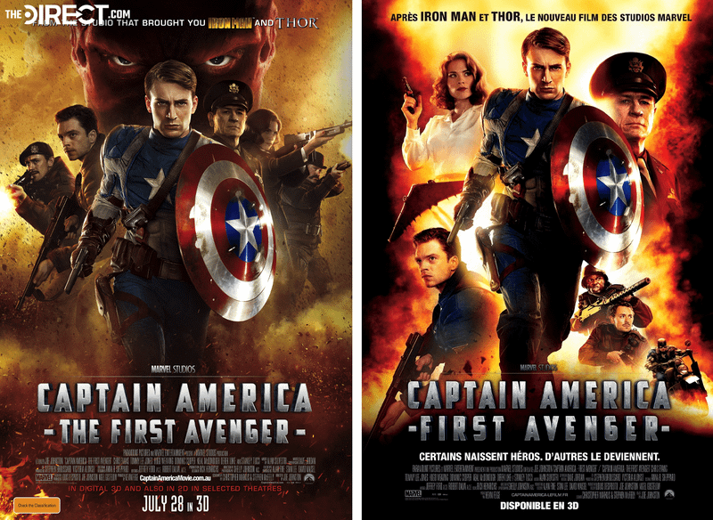 French poster for Captain America: The First Avenger alongside American poster.
