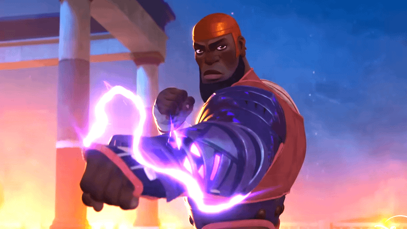 A Wakandan warrior powering up with some Vibranium gauntlets in Eyes of Wakanda