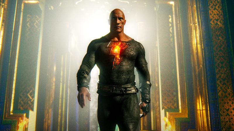 Dwayne Johnson walking toward the camera as Black Adam in Black Adam
