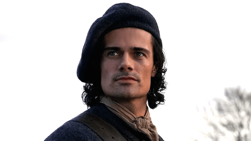 Jamie Roy as Brian Fraser in a hat in Outlander: Blood of my Blood