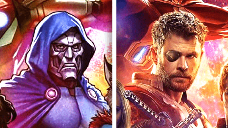 Doom and Thor - Ultimate Endgame vs Avengers Infinity War posters.