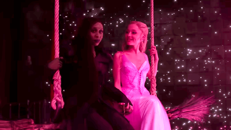 Cynthia Erivo as Elphaba and Ariana Grande as Glinda