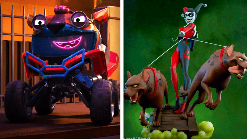 Jestah in Batwheels, Harley Quinn and hyenas