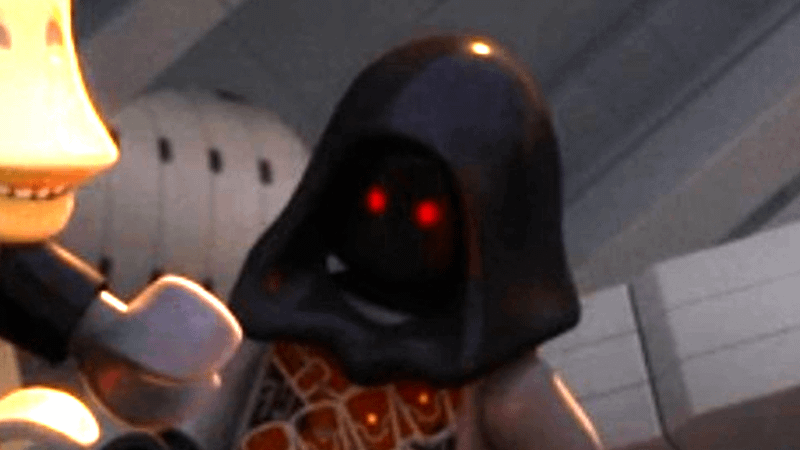 A close up on Darth Jym the Jawa in LEGO Star Wars; Rebuild the Galaxy: Pieces of the Past