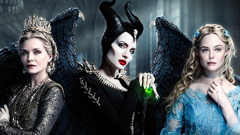 Michelle Pfeiffer, Angelina Jolie, and Elle Fanning in 'Maleficent: Mistress of Evil' poster.