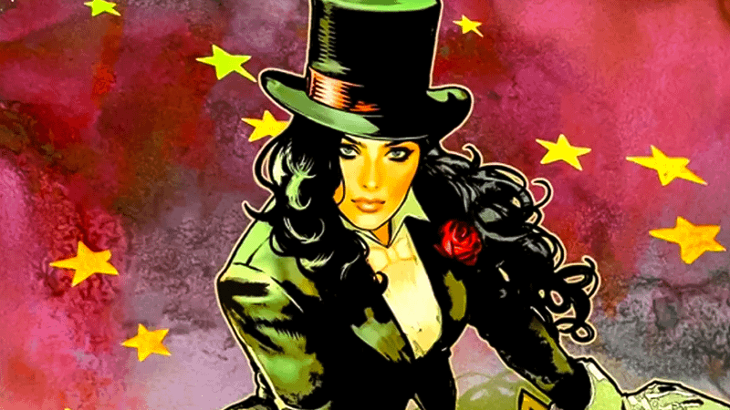 Zatanna in her top hat and black suit in DC Comics