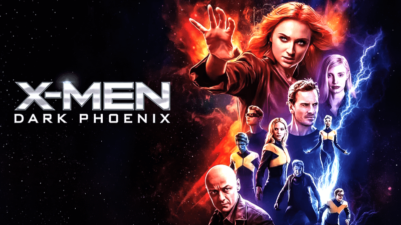 Sophie Turner, Jessica Chastain, Michael Fassbender, Alexandra Shipp, Jennifer Lawrence, Nicholas Hoult, Tye Sheridan, Kodi McPhee, Evan Peters, and James McAvoy in a promotional image for X-Men: Dark Phoenix.