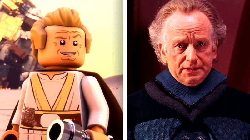 A comparison of Jedi Master Palpatine with the live-action Palpatine from The Phantom Menace