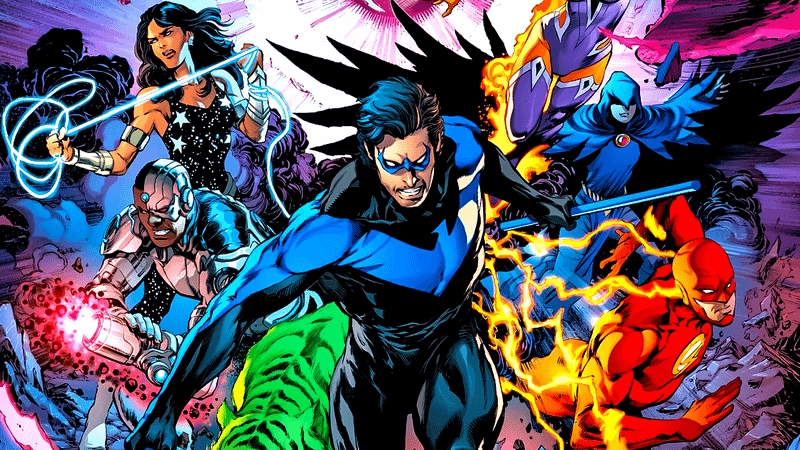 A group of the Teen Titans from DC Comics.