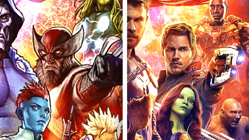 Wolverine and Star Lord - Ultimate Endgame vs Avengers Infinity War posters.