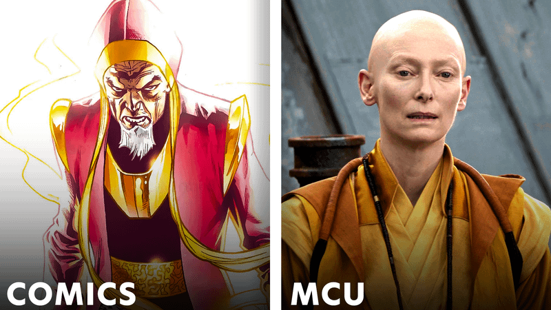 The Ancient One in Marvel comics vs the MCU.