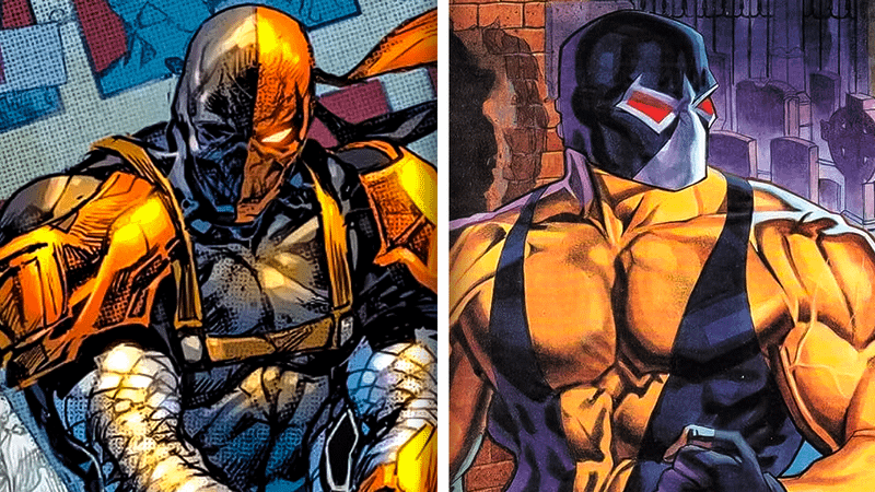 Deathstroke and Bane from DC Comics.