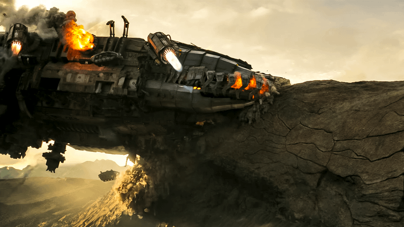 The Brigands ship exploding.