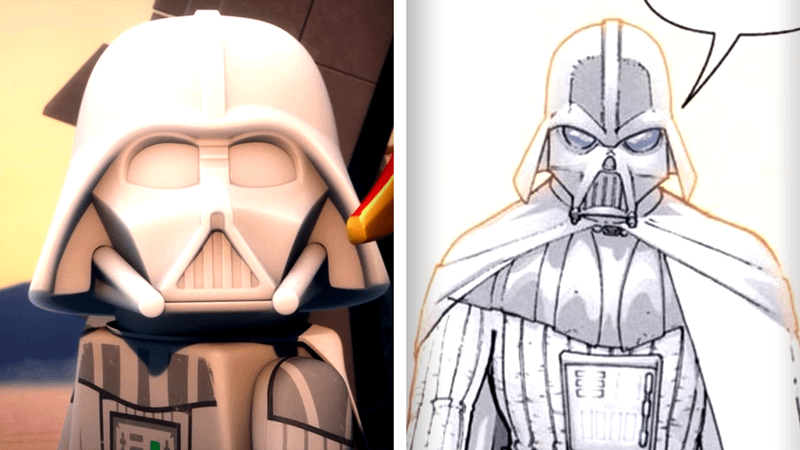 Jedi Vader in white armor compared to the white Vader armor from the Star Wars comics