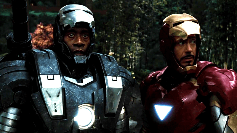 Rhodey and Tony in Iron Man 2.