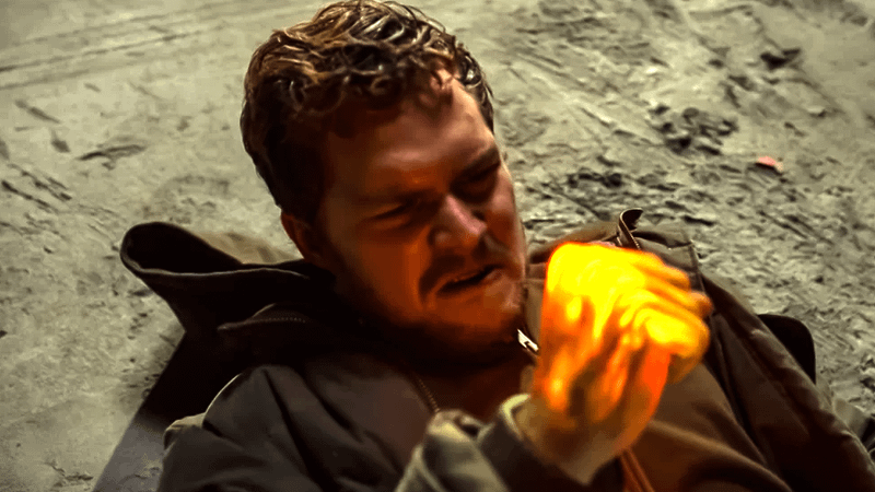 Danny Rand uses his super powered fists.