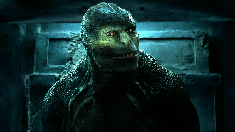 Lizard smiling in Spider-Man No Way Home.