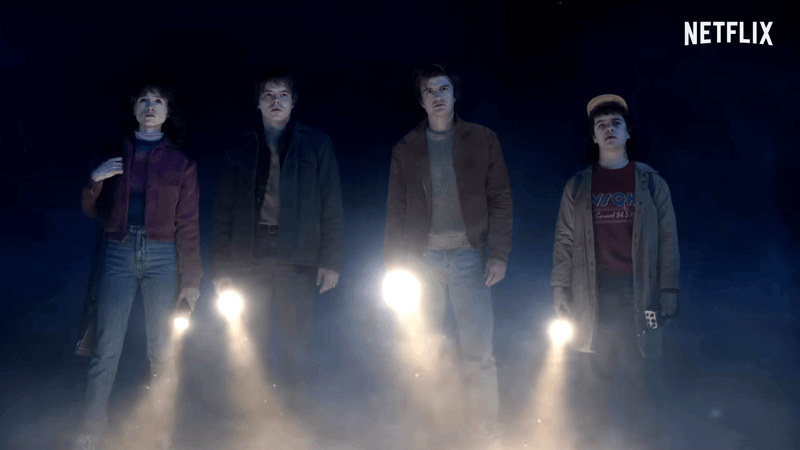 Jonathan, Nancy, Steve, and Dustin in Stranger Things Season 5