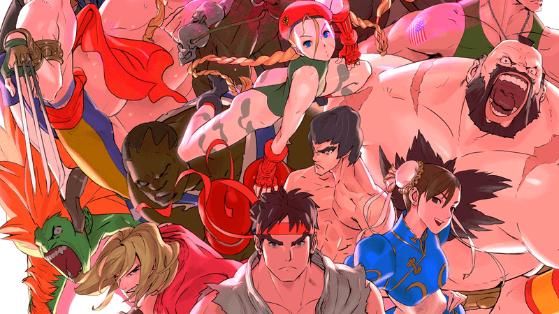 Several Street Fighter characters posing together