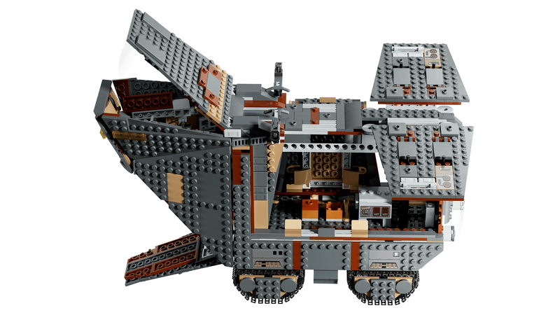 How the Offworld Sandcrawler and Mudhorn LEGO set opens.
