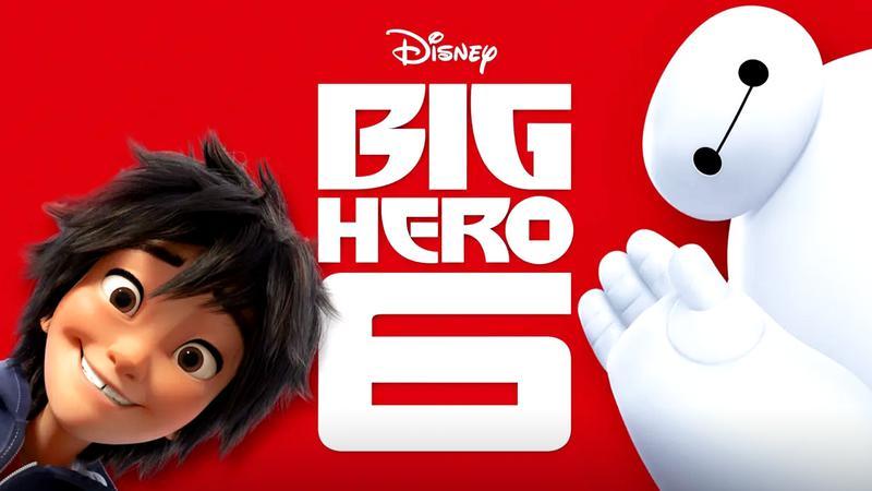 Big Hero 6 title with Baymax waving
