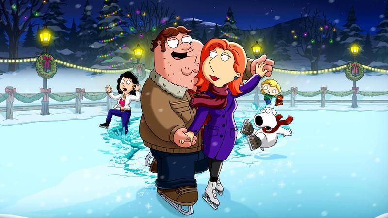 Peter skating with Lois in Family Guy