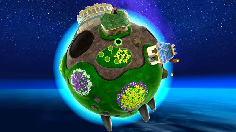 A zoomed-out view of Gateway Galaxy in Super Mario Galaxy