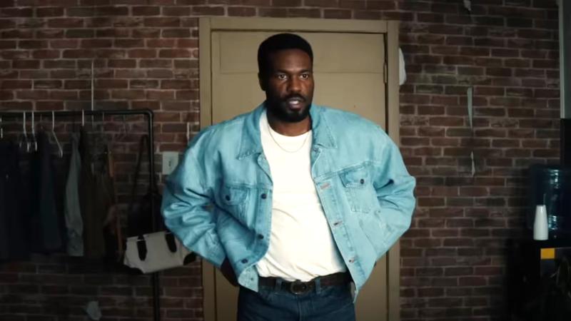 Yahya Abdul-Mateen II as Simon Williams in a denim jacket in Wonder Man