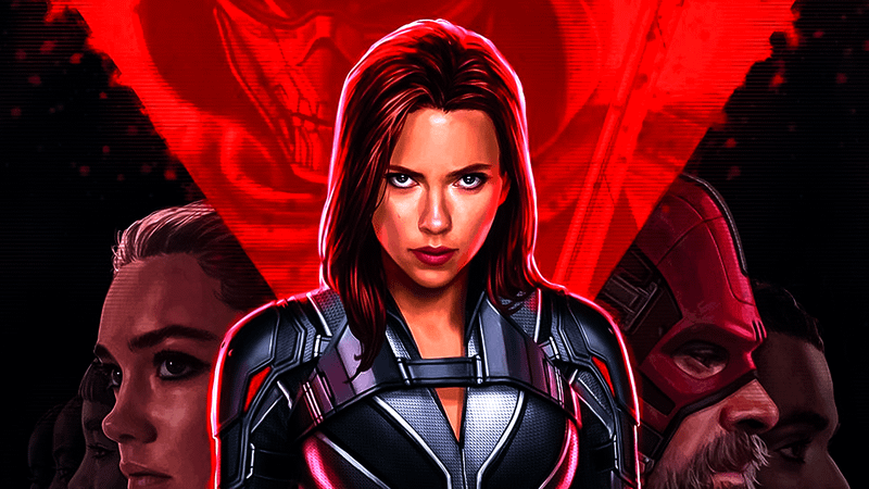 poster for 'Black Widow' with Scarlett Johansson as Natasha Romanoff.