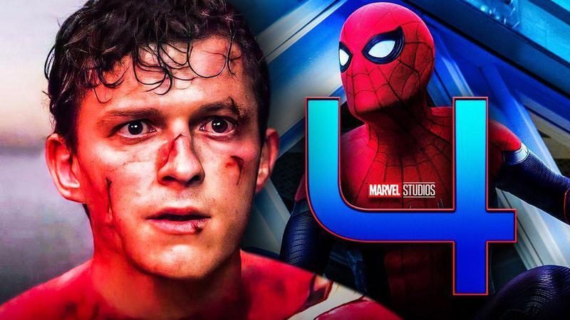 Tom Holland Spider-Man Unmasked with Spider-Man 4 logo.