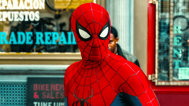 Tom Holland as Spider-Man.