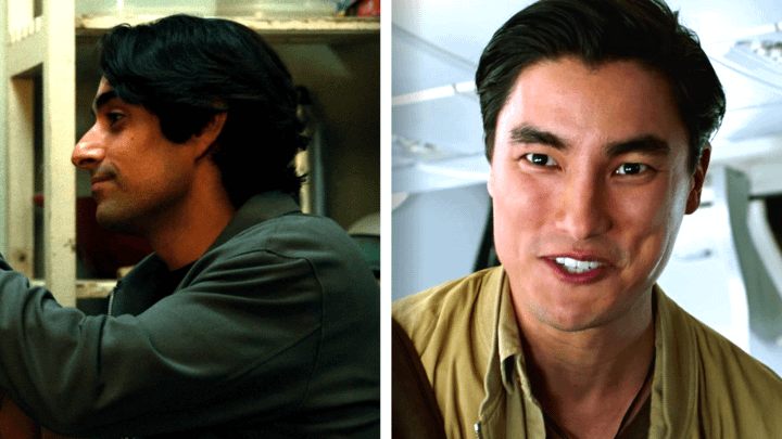 Eman Esfandi in Spider-Man: Brand New Day on the left and Brad Davis in Spider-Man: Far From Home on the right.