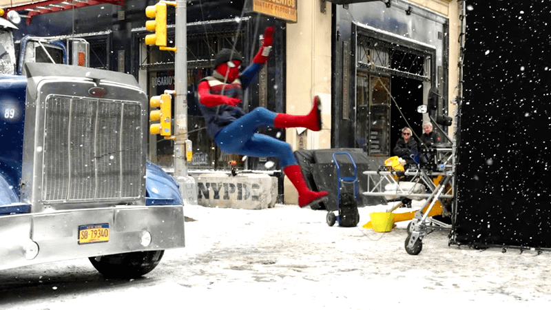 Spider-Man in a winter suit.