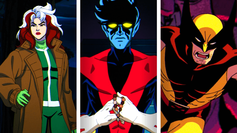 Rogue, Nightcrawler, Wolverine.