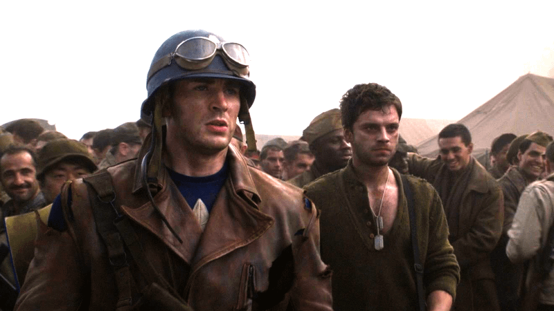 Chris Evans as Captain America & Sebastian Stan as Bucky in Captain America: The First Avenger.
