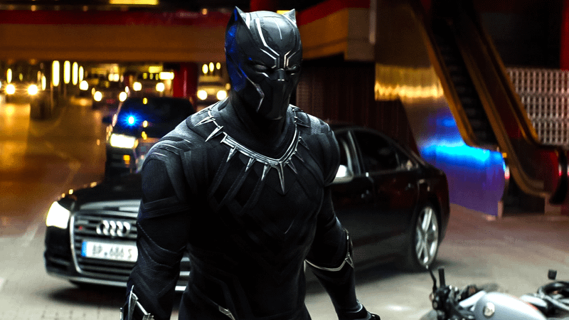 Chadwick Boseman as T'Challa in Captain America: Civil War.