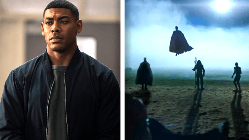 Aaron Pierre as John Stewart in Lanterns and the Justice League in Peacemaker Season 1.