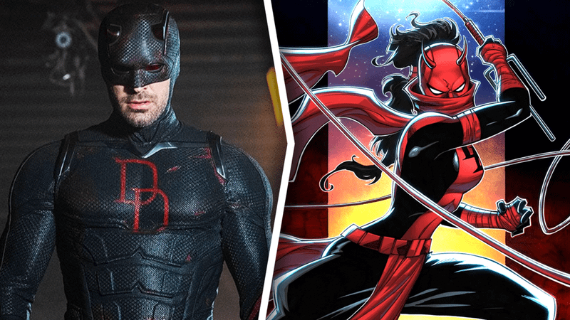 Charlie Cox's Daredevil and Elektra as Daredevil in the comics.