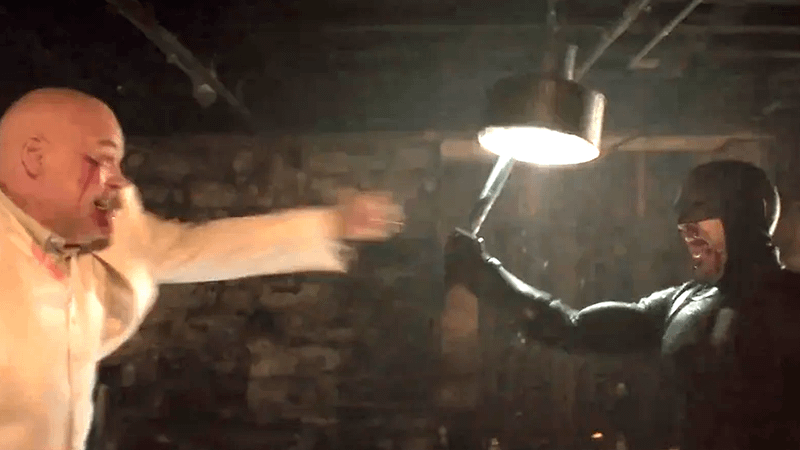 Kingpin vs. Daredevil in Daredevil: Born Again Season 2.