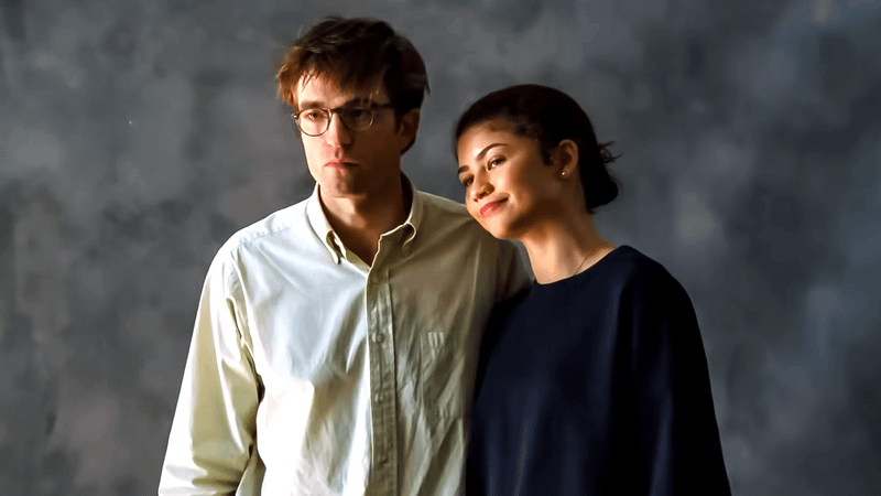 Robert Pattinson embracing Zendaya in The Drama